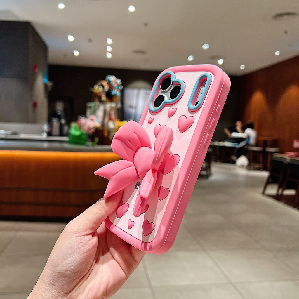 Pink Heart With Bow Stand - Phone Case For iPhone 18 Pro Max