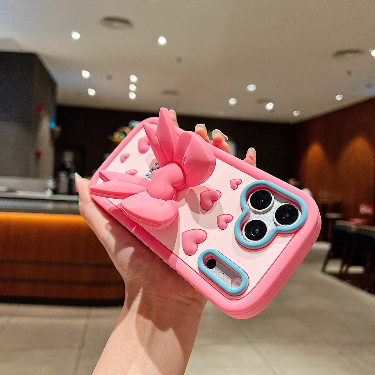 Pink Heart With Bow Stand - Phone Case For iPhone 18 Pro Max