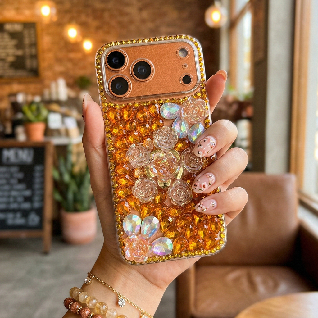 Honey Rose Glam- Golden Bloom Silicone Case - Phone Case For iPhone 18 Pro