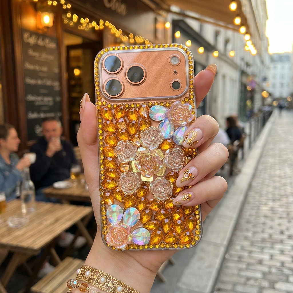 Honey Rose Glam- Golden Bloom Silicone Case - Phone Case For iPhone 18 Pro Max