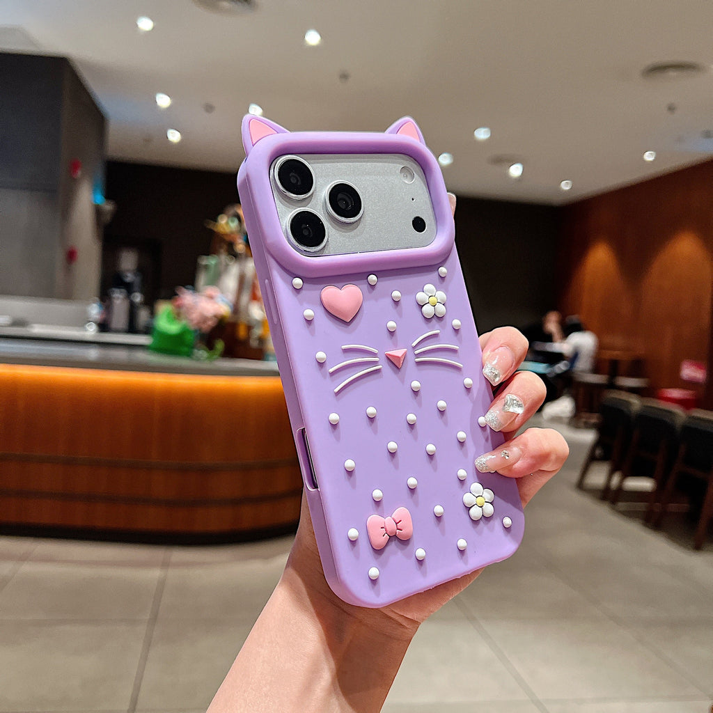 Kitty Whiskers Pearl Decorated Phone Cover - Phone Case For iPhone 18 Pro
