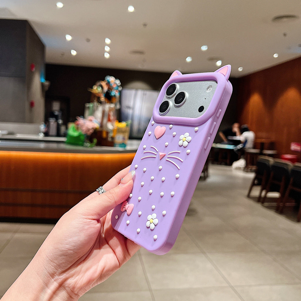 Kitty Whiskers Pearl Decorated Phone Cover - Phone Case For iPhone 18 Pro