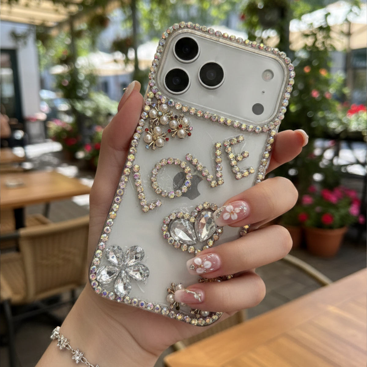 Crystal LOVE Word Art Case - Silver - Phone Case For iPhone 18 Pro