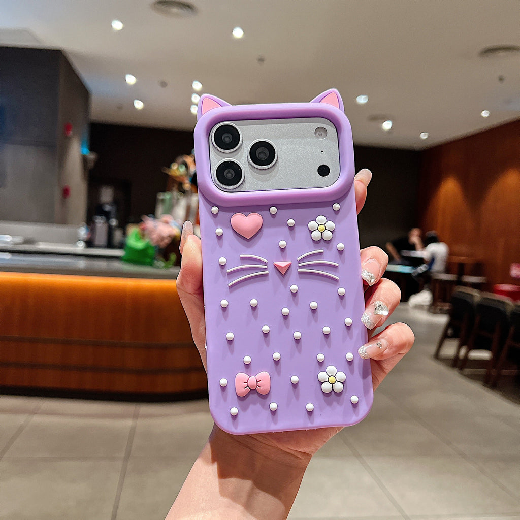Kitty Whiskers Pearl Decorated Phone Cover - Phone Case For iPhone 18 Pro Max