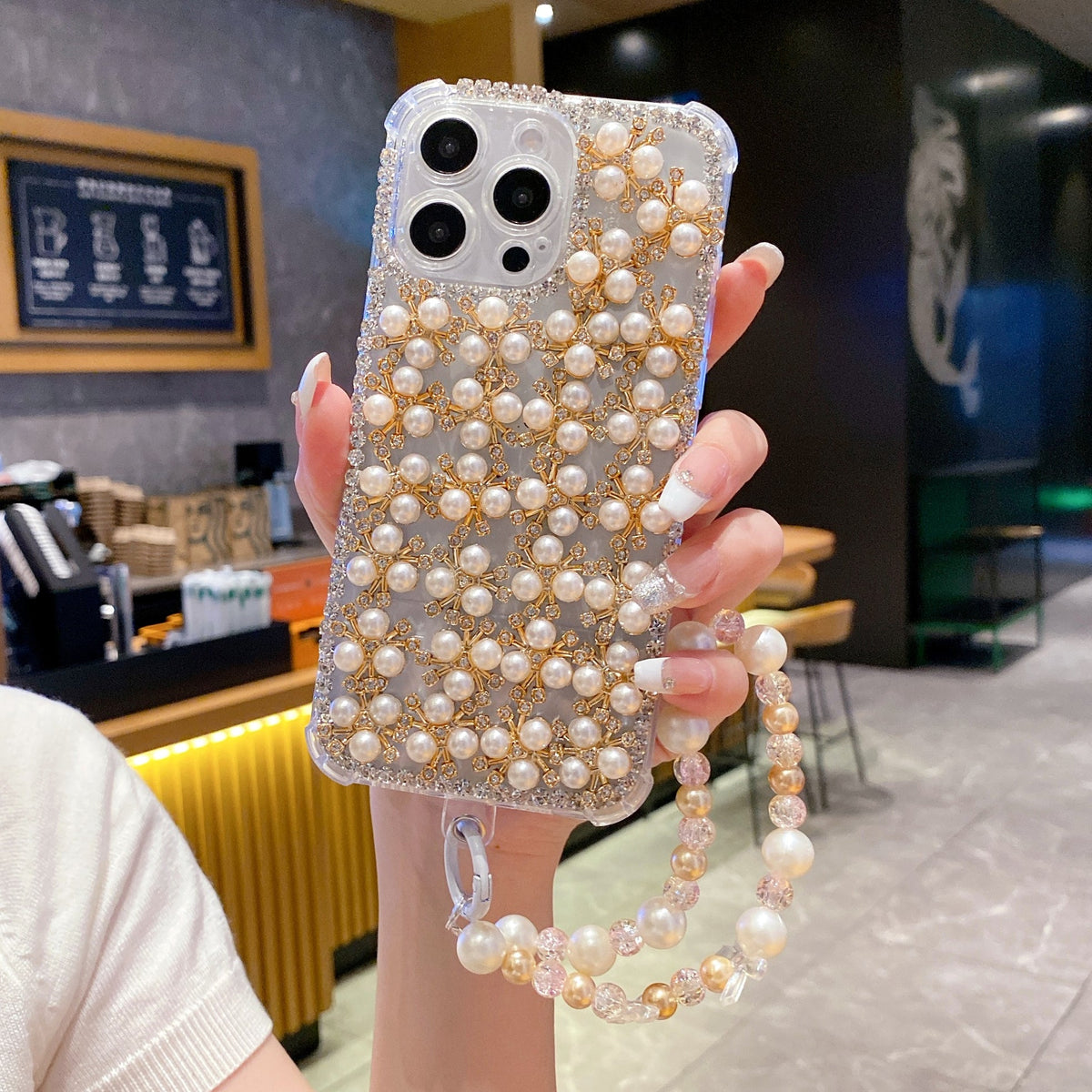 Elegant Pearl & Crystal Embellished - Phone Case For iPhone 18 Pro Max