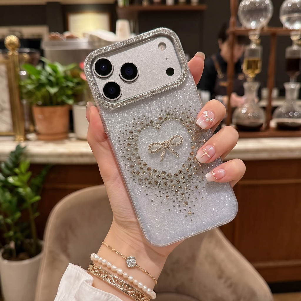 Stardust Heart Shimmer Case - Silver - Phone Case For iPhone 18 Pro
