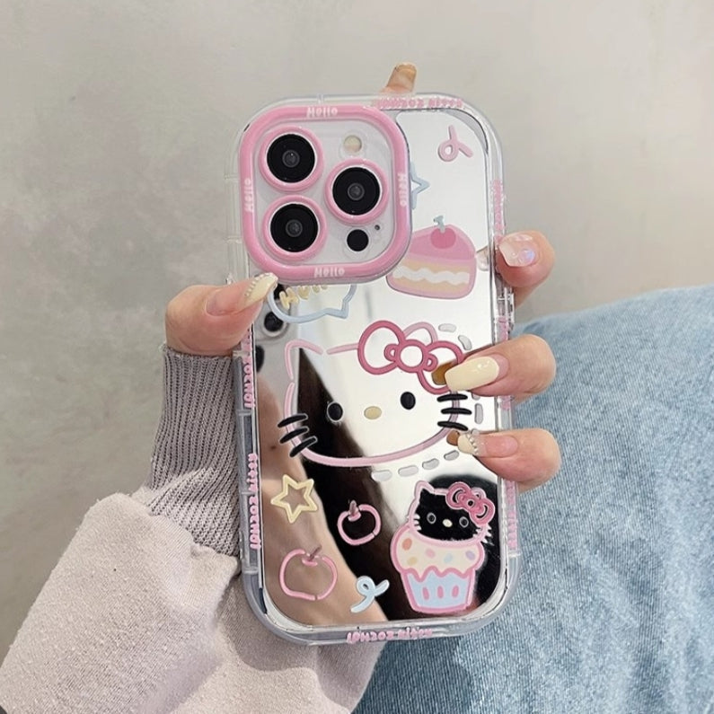 Lovely Hello Kitty Mirror Silicon Phone Cases