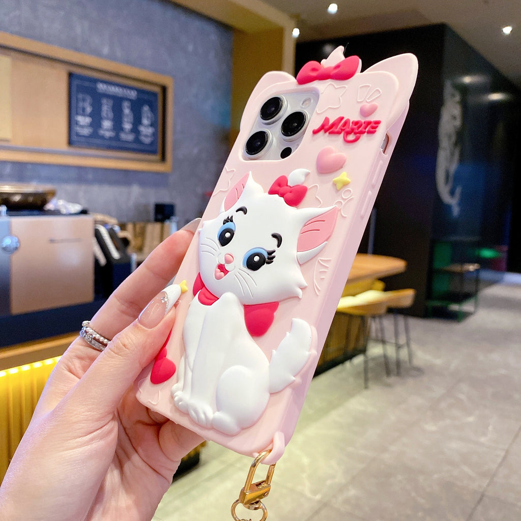 Disney Marie Cat With Fur Charm - Phone Case For iPhone 18 Pro