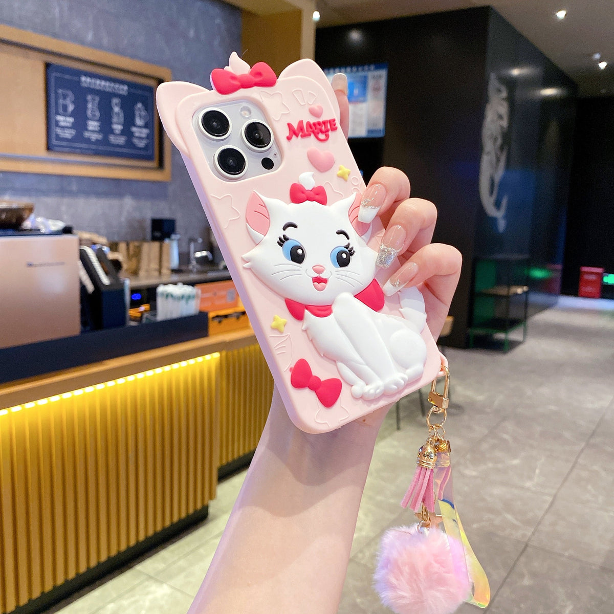 Disney Marie Cat With Fur Charm - Phone Case For iPhone 18 Pro