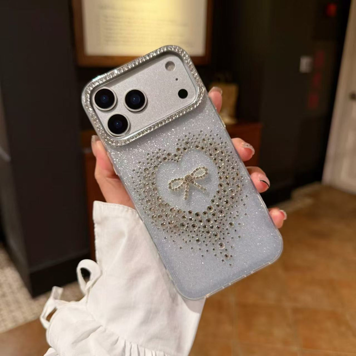 Stardust Heart Shimmer Case - Silver - Phone Case For iPhone 18 Pro