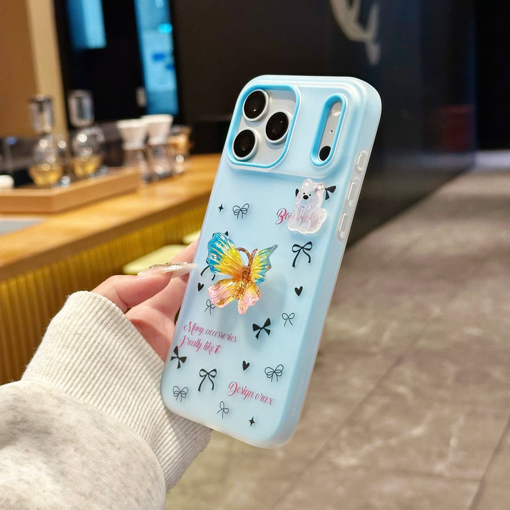 Sky Blue Flutter Coquette Luxury Handcrafted Butterfly & Bow Motif - Phone Case For iPhone 18 Pro