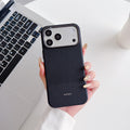 Black Metro Weave Executive Case Luxury Dual-Texture Vegan Leather Shield