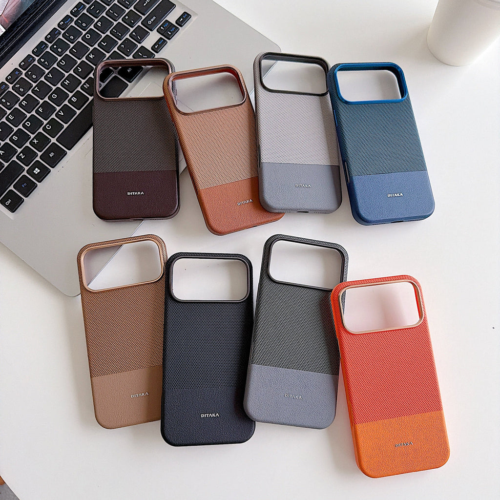 Blue Metro Weave Executive Case Luxury Dual-Texture Vegan Leather Shield