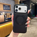 Vegan Leather MagSafe Ring Stand Case - Phone Case For iPhone