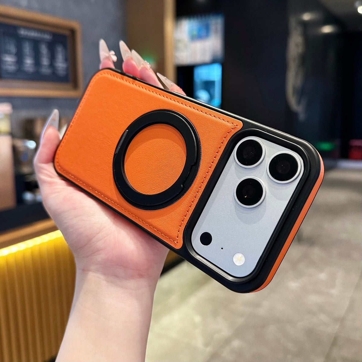 Vegan Leather MagSafe Ring Stand Case - Phone Case For iPhone