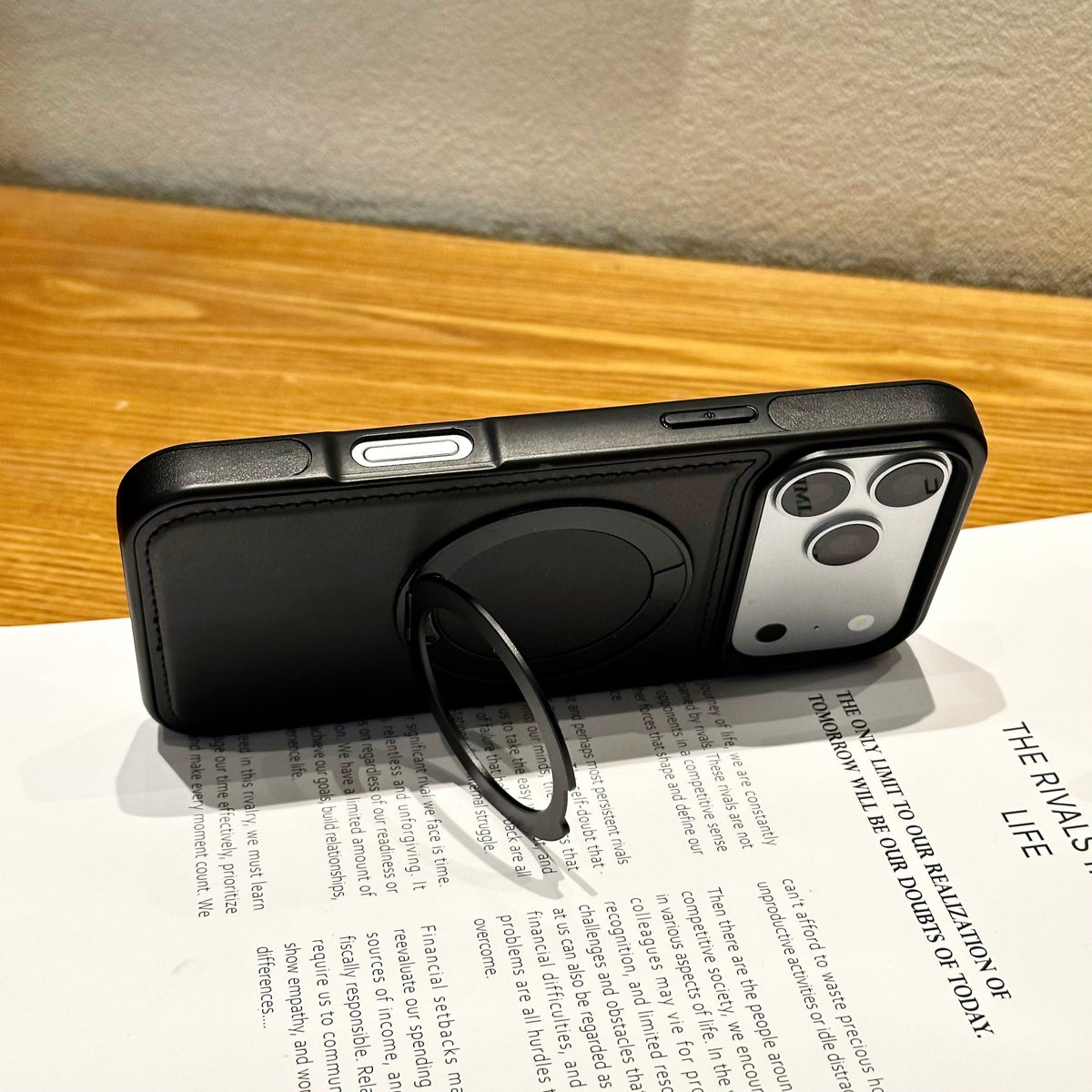 Vegan Leather MagSafe Ring Stand Case - Phone Case For iPhone