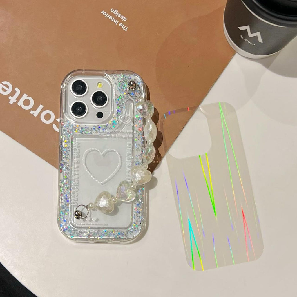 Love Your Life Flower Glitter With Chain - Phone Case For iPhone 18 Pro