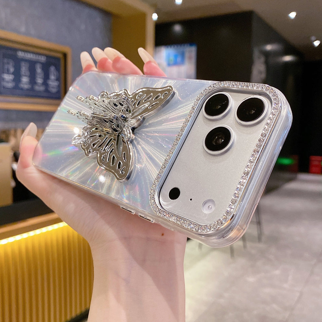 Radiant Silver Butterfly Silicone Case - Phone Case For iPhone 18 Pro