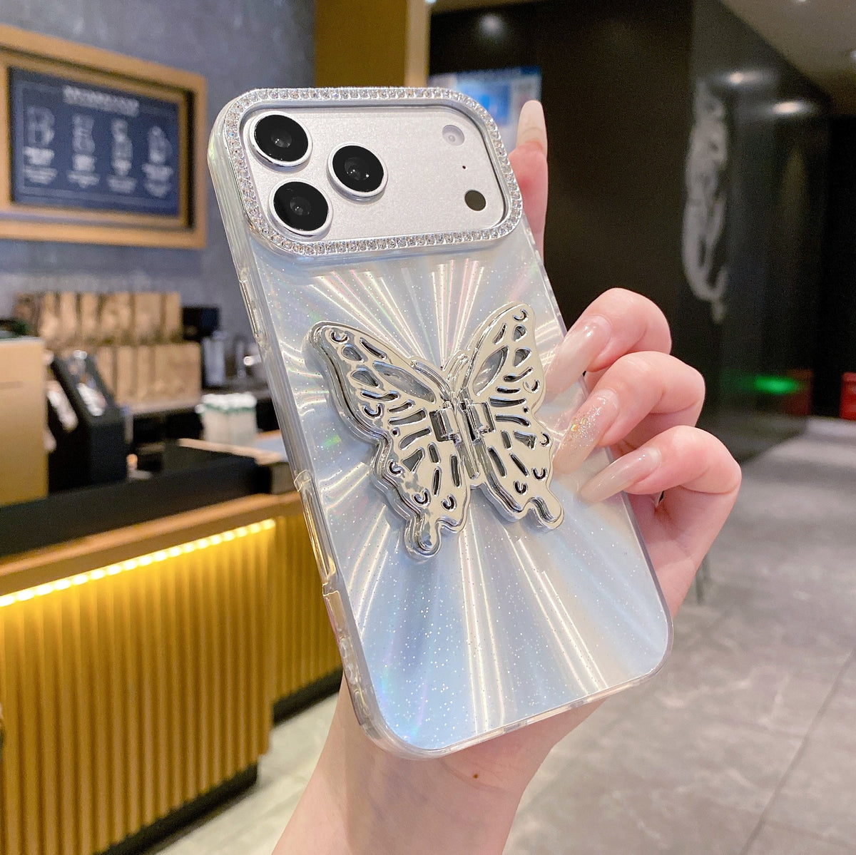 Radiant Silver Butterfly Silicone Case - Phone Case For iPhone 18 Pro