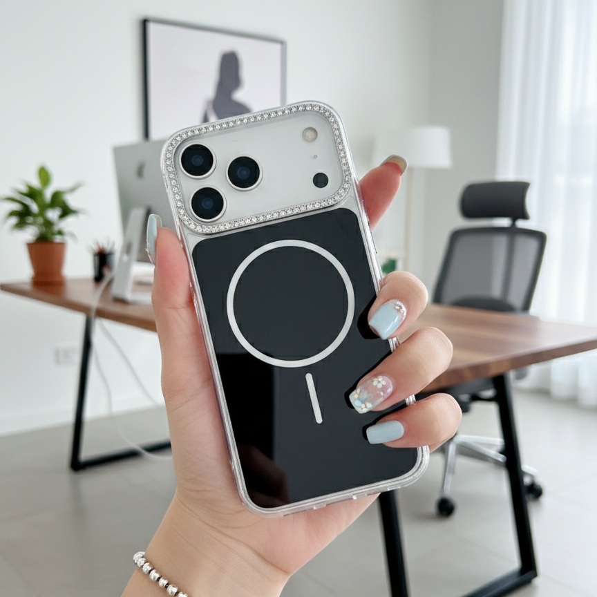 Luxury Black Rhinestone MagSafe Case - Phone Case For iPhone 18 Pro