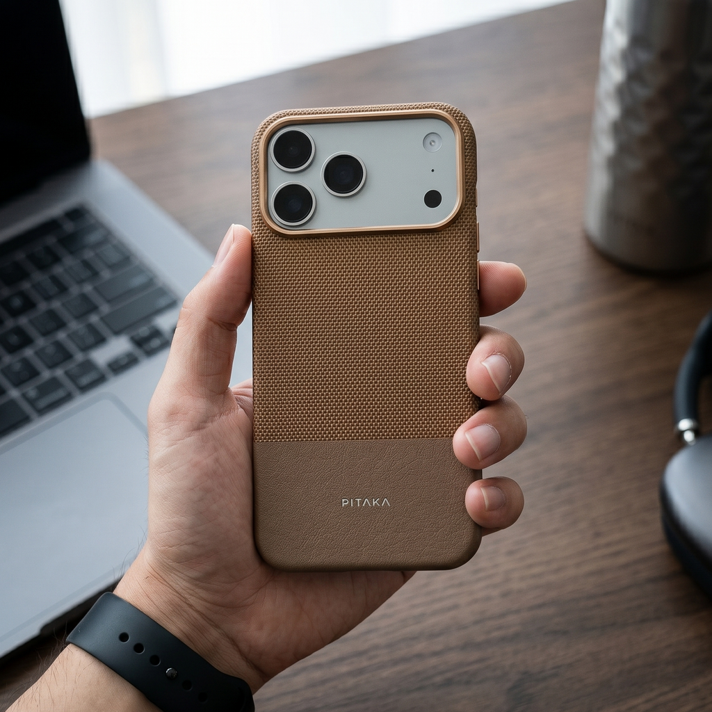 Brown Metro Weave Executive Case Luxury Dual-Texture Vegan Leather Shield