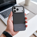 Grey Metro Weave Executive Case Luxury Dual-Texture Vegan Leather Shield
