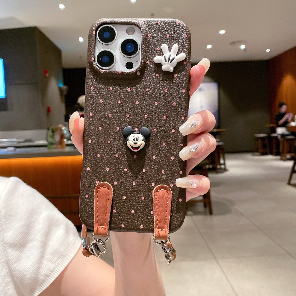 Mickey Mouse Polka Dot Leather Strap - Phone Case For iPhone 18 Pro Max
