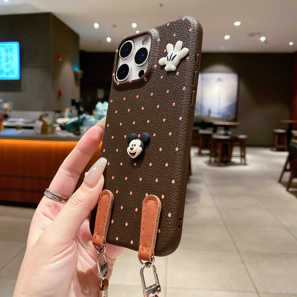 Mickey Mouse Polka Dot Leather Strap - Phone Case For iPhone 18 Pro Max