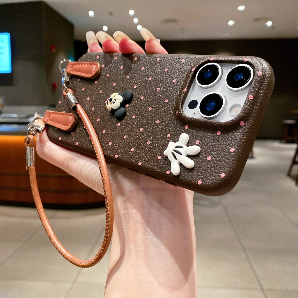 Mickey Mouse Polka Dot Leather Strap - Phone Case For iPhone 18 Pro Max