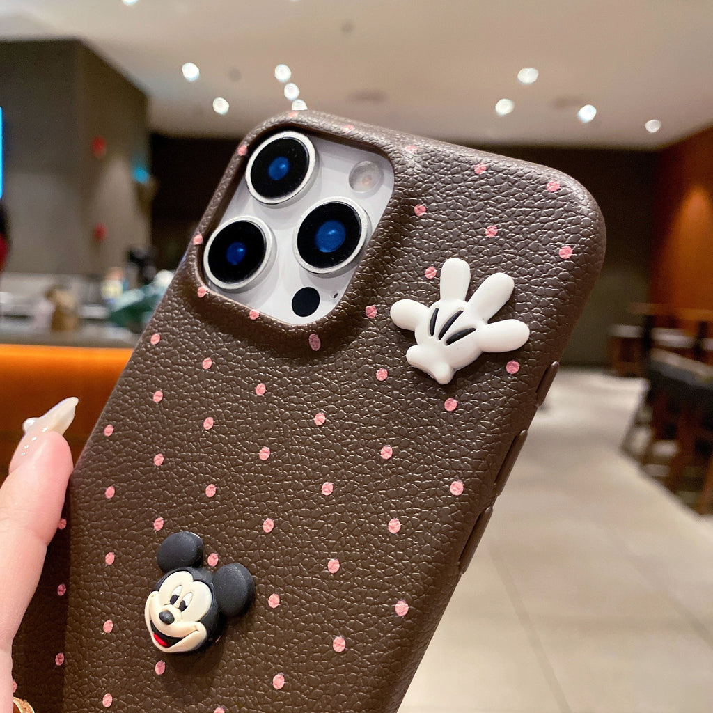 Mickey Mouse Polka Dot Leather Strap - Phone Case For iPhone 18 Pro Max