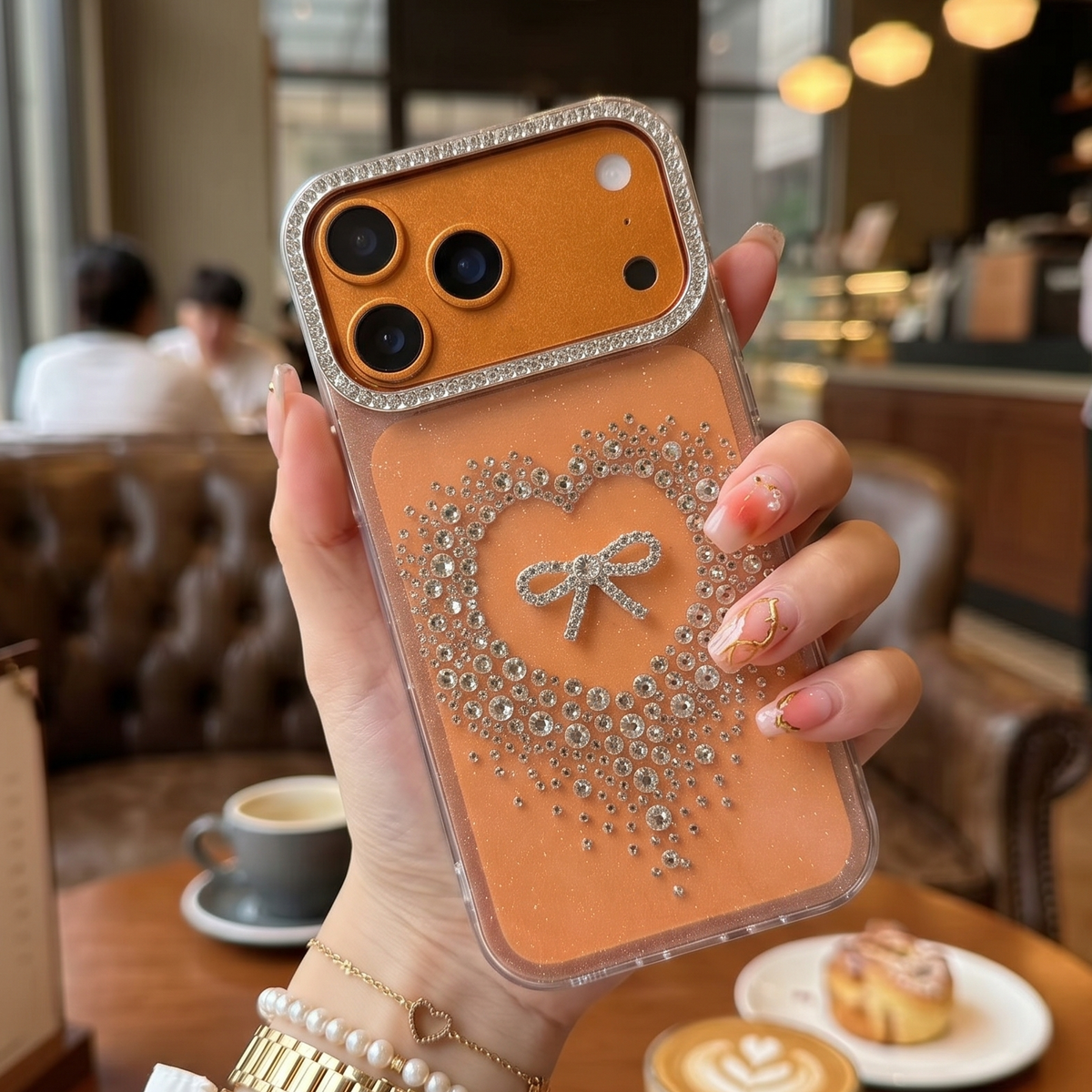Stardust Heart Shimmer Case - Orange - Phone Case For iPhone 18 Pro Max