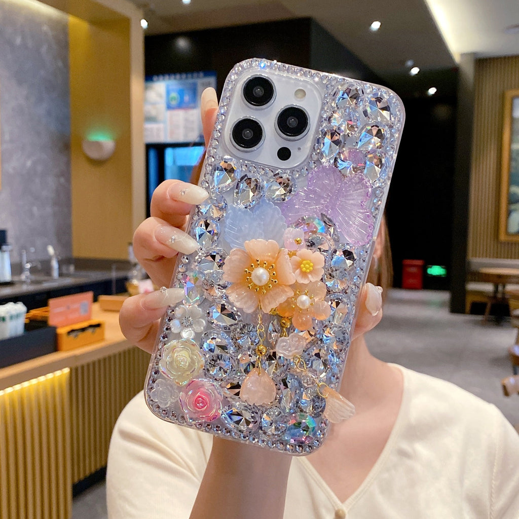 Orange Sheal Flower With Pearl Silicon Phone Case