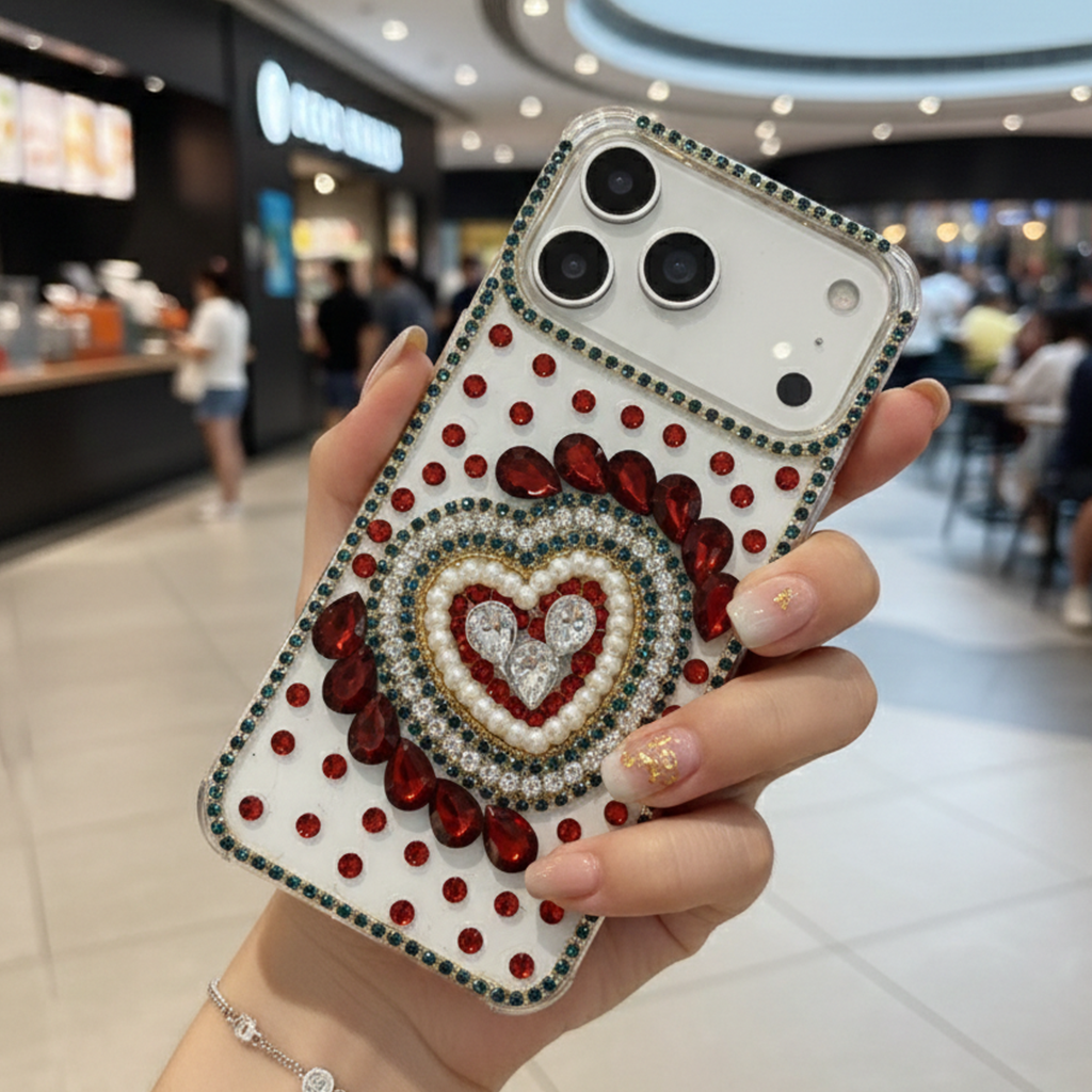 Scarlet Gemstone Full Heart Frame & Crystal Shield Case