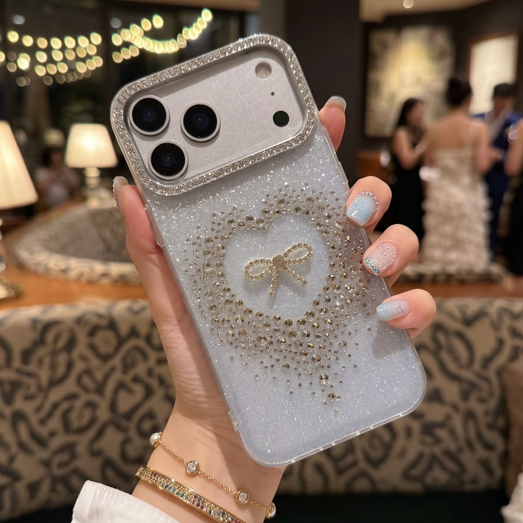 Stardust Heart Shimmer Case - Silver - Phone Case For iPhone 18 Pro Max