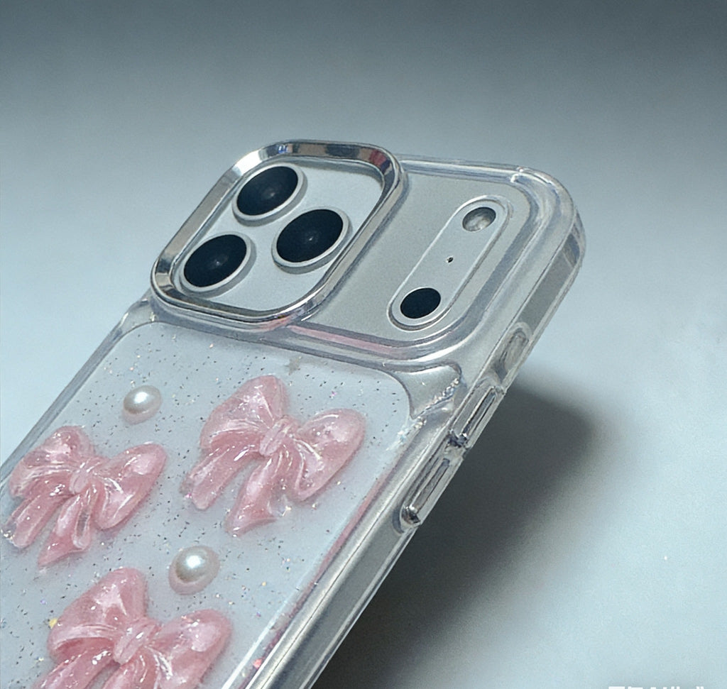 Sweet Kiss Bow & Pearl Star Silicone Case - Phone Case For iPhone 18 Pro