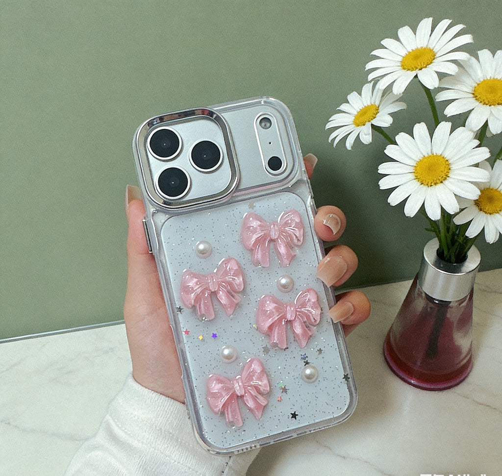 Sweet Kiss Bow & Pearl Star Silicone Case - Phone Case For iPhone 18 Pro