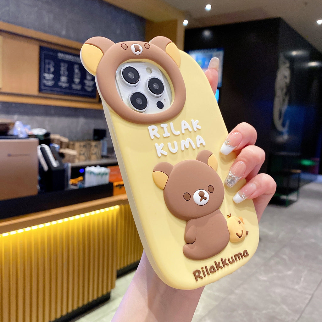 Yellow Lovely Chik Rilakkuma Bear Lens Frame Silicon Phone Cases