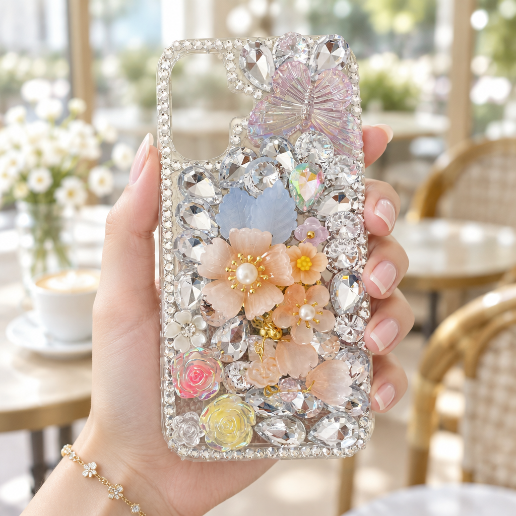Orange Sheal Flower With Pearl Silicon Phone Case
