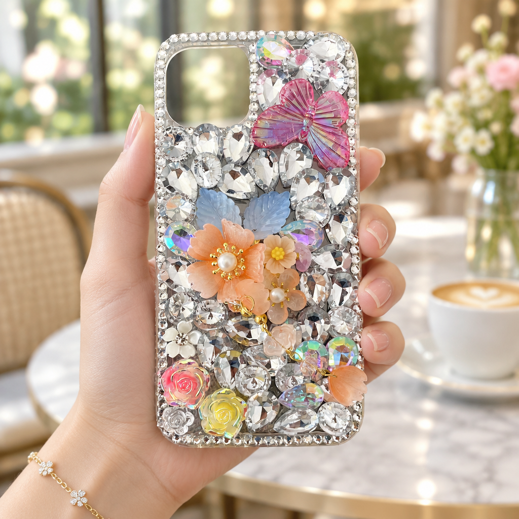 Orange Sheal Flower With Pearl Silicon Phone Case