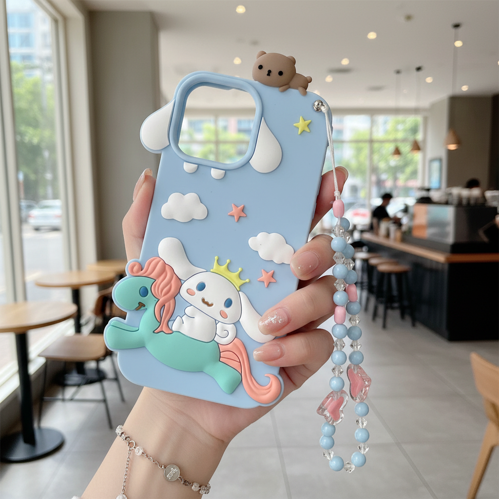 Cute 3D Unicorn Lanyard Silicon Phone Cases