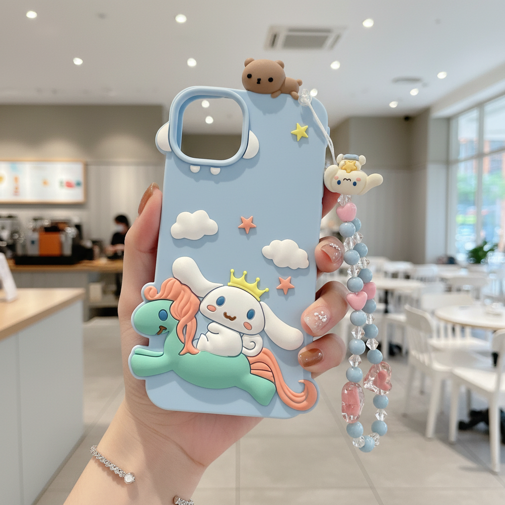 Cute 3D Unicorn Lanyard Silicon Phone Cases