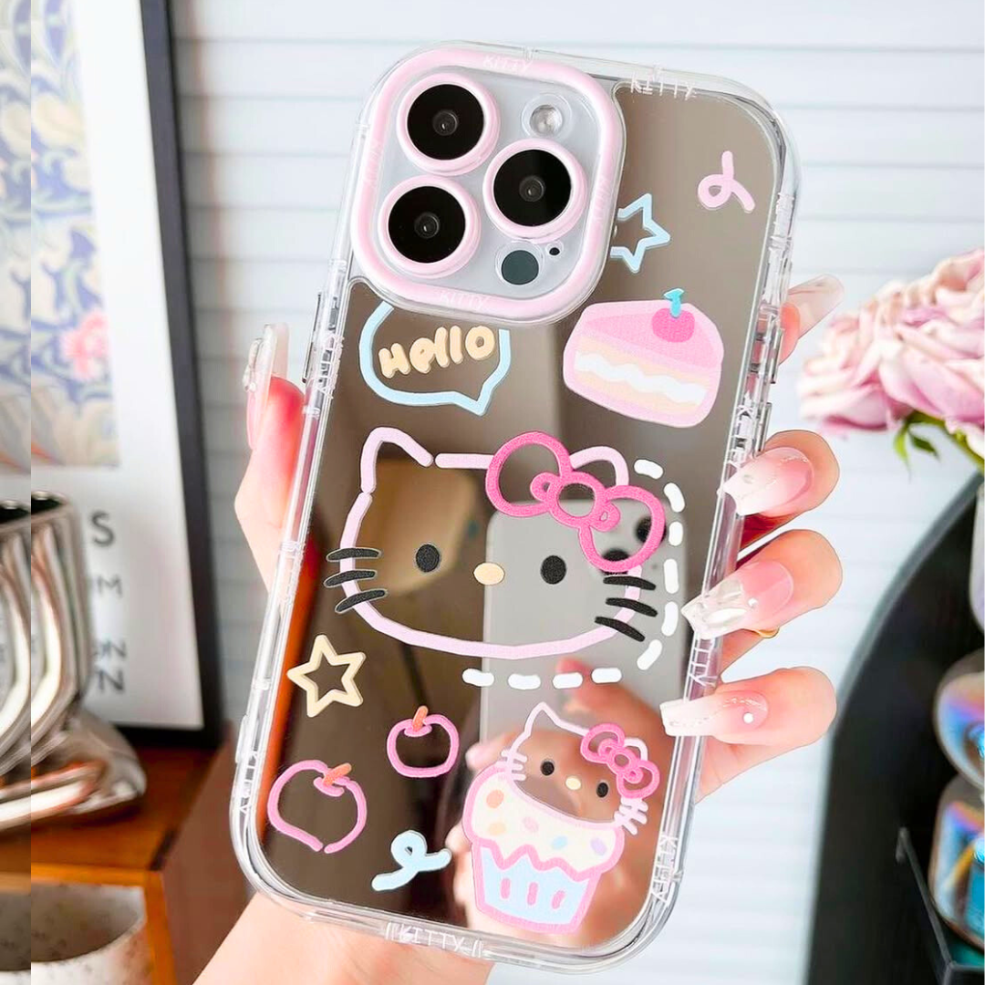 Lovely Hello Kitty Mirror Silicon Phone Cases