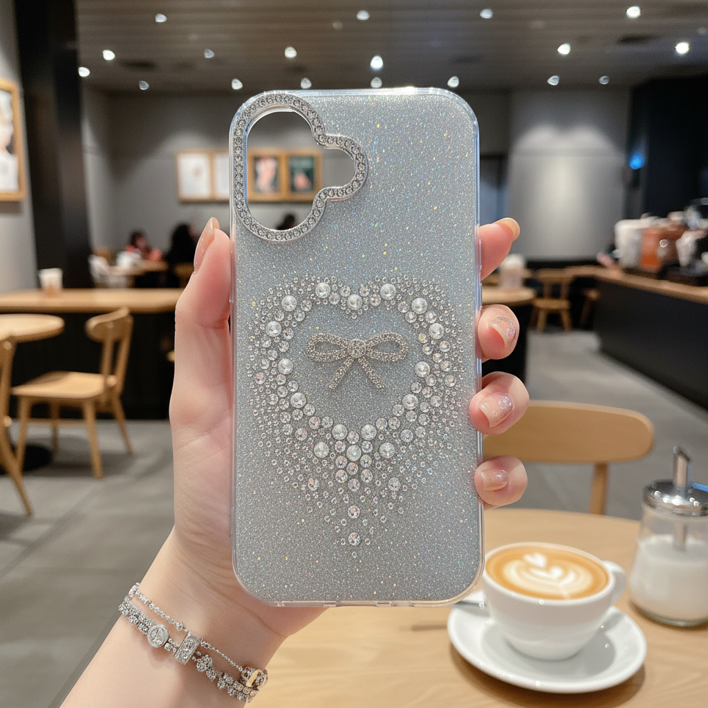 Stardust Heart Shimmer Case - Silver - Phone Case For iPhone 18 Pro Max