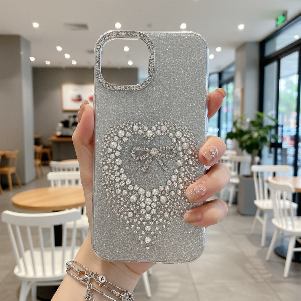 Stardust Heart Shimmer Case - Silver - Phone Case For iPhone 18 Pro Max