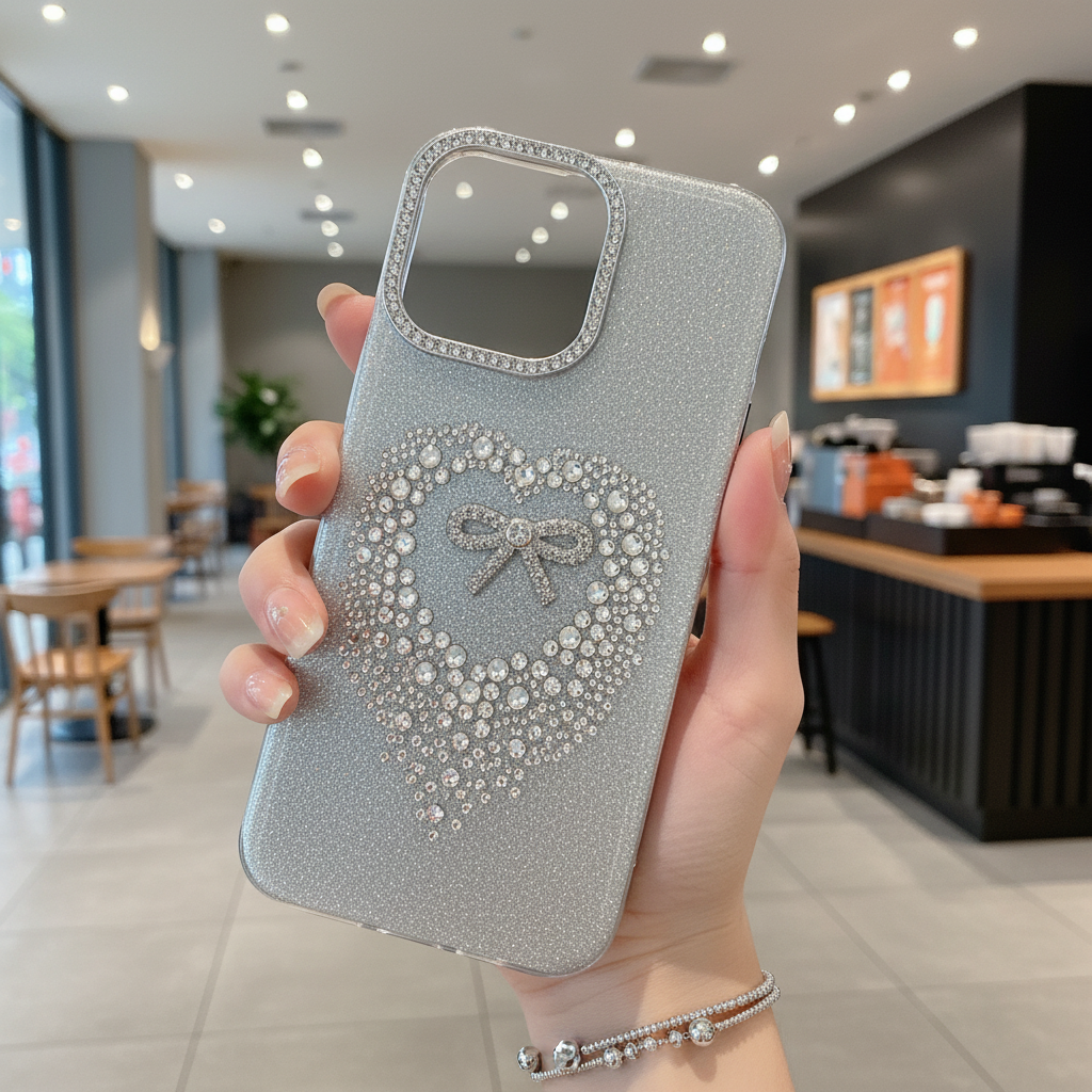 Stardust Heart Shimmer Case - Silver - Phone Case For iPhone 18 Pro Max