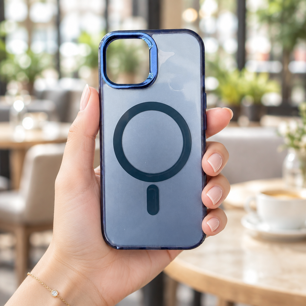 Blue Luxury Smoky Phone Case With Magsafe